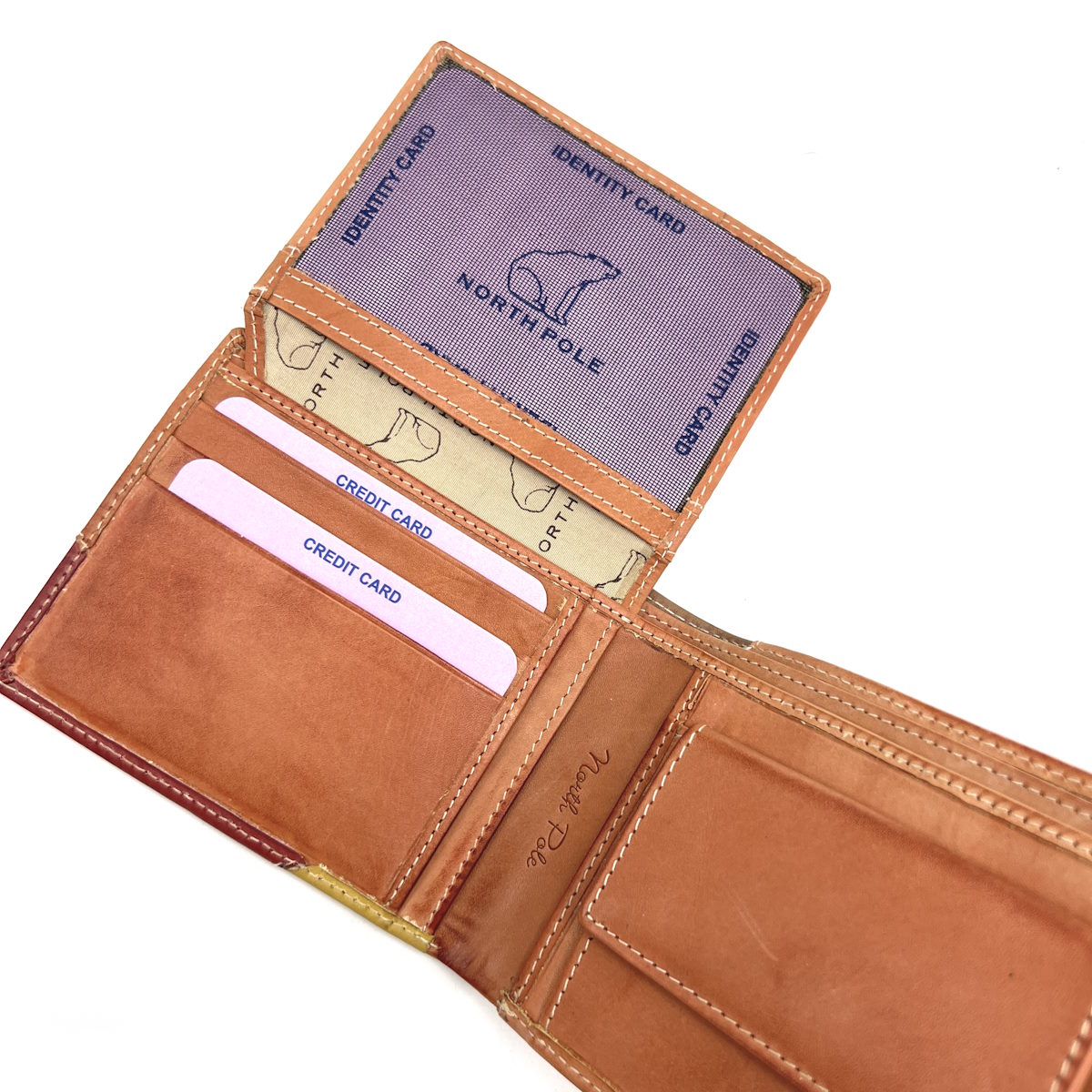 Genuine leather wallet with ID holder and Coin purse, vintage effect, Art. 21NP103