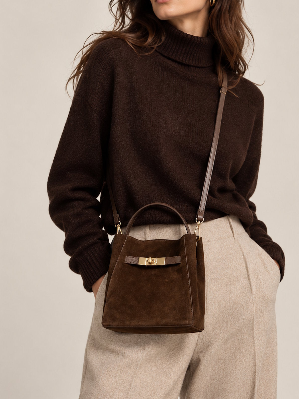 Women's Genuine Leather & Suede Mini Shoulder Bag, Made in Italy, art. 112807