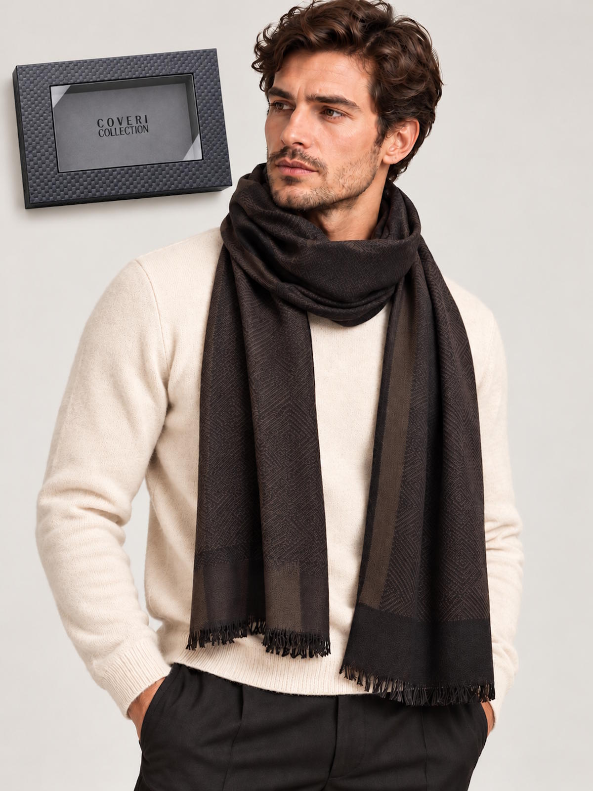 Christmas Gift for Him | Men's Geometric Jacquard Scarf,  Art. 261561