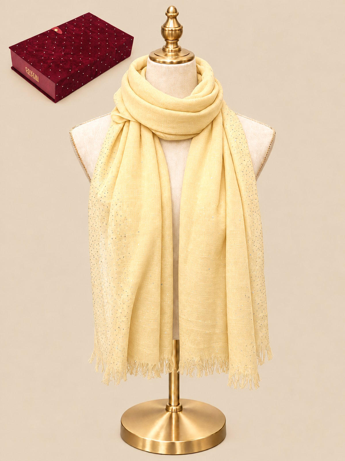 Christmas Gift for Her | Lightweight Scarf with Sequins Trim| Gift Box Included, art. 262062