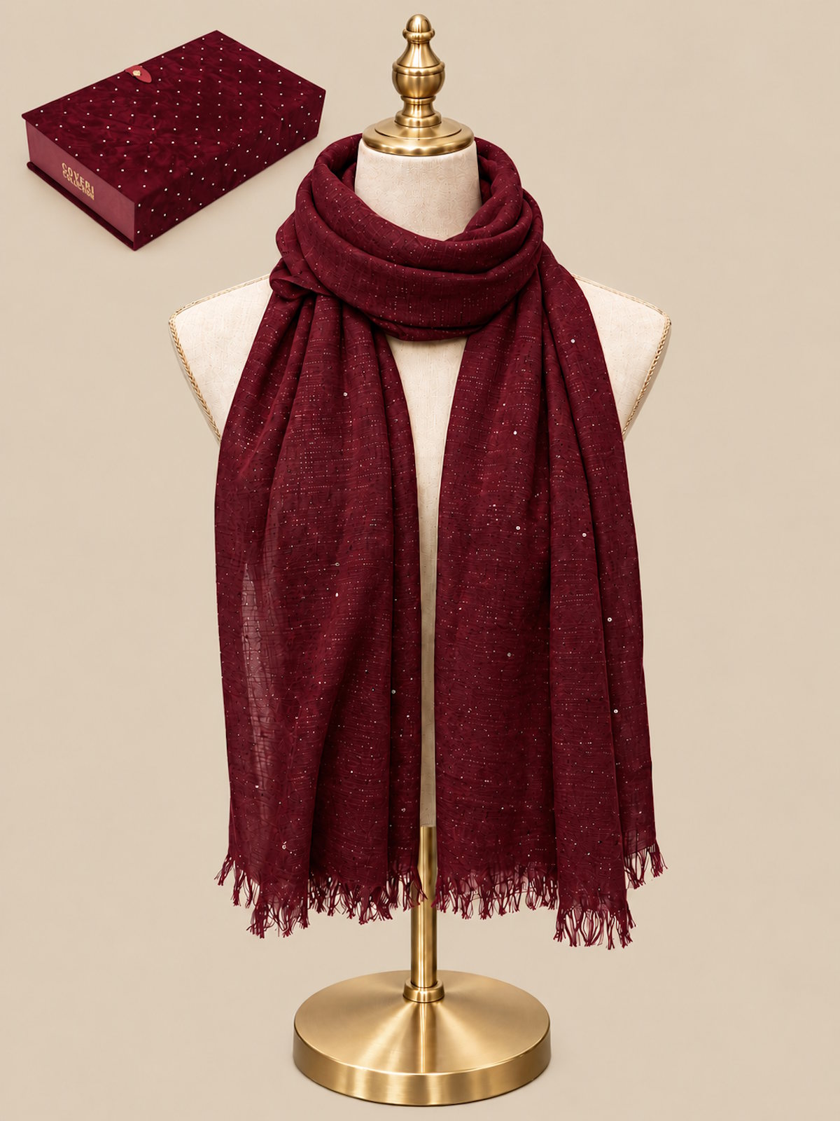 Christmas Gift for Her | Lightweight Shimmering Scarf with Sequins | Gift Box Included, art. 262061