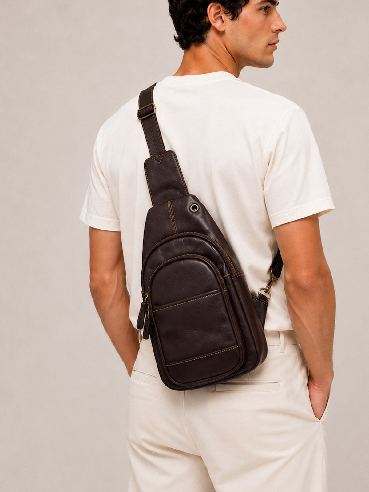 Borsa a tracolla in pelle tamponata da uomo, art. TA4817