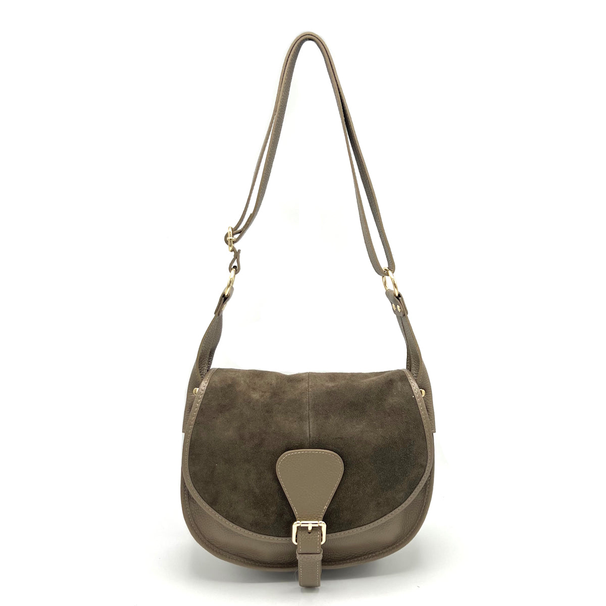Suede leather saddle bag, Made in Italy, art. 112642