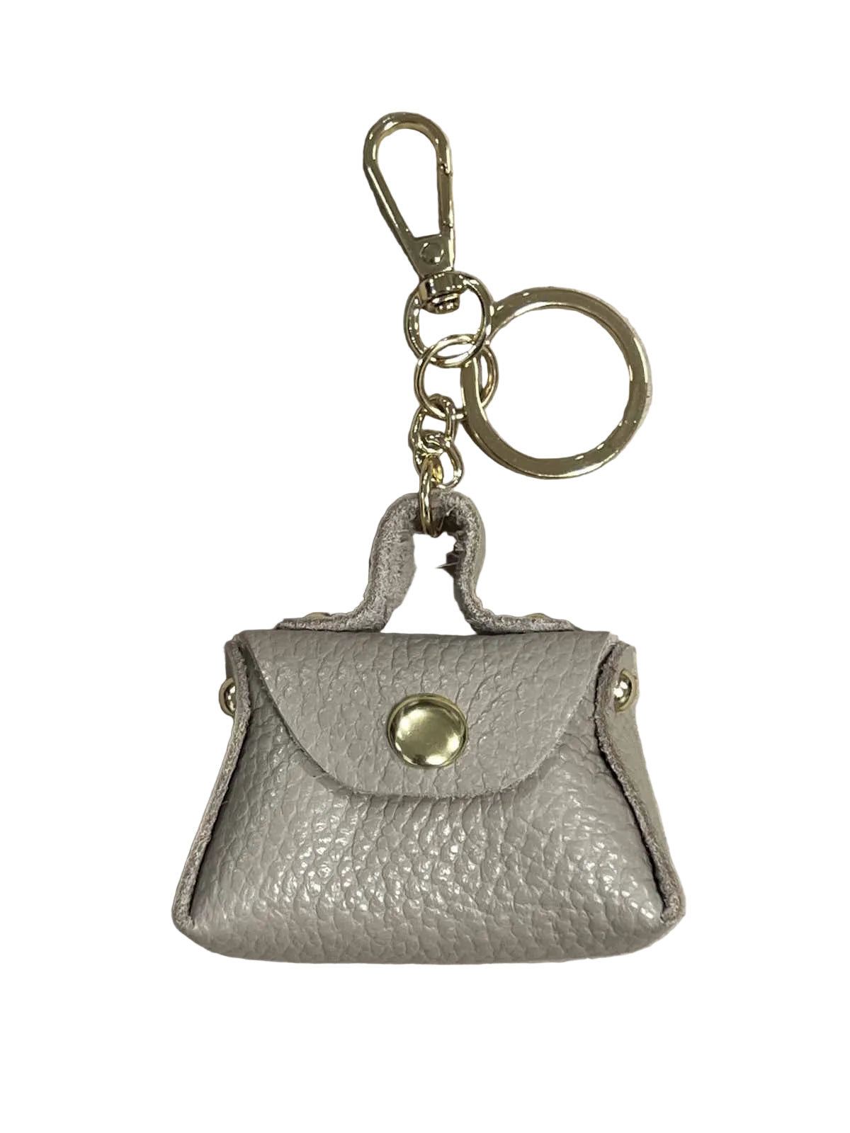 Detachable Genuine Leather Tiny Tote Coin Pouch Keychain, art. PO06