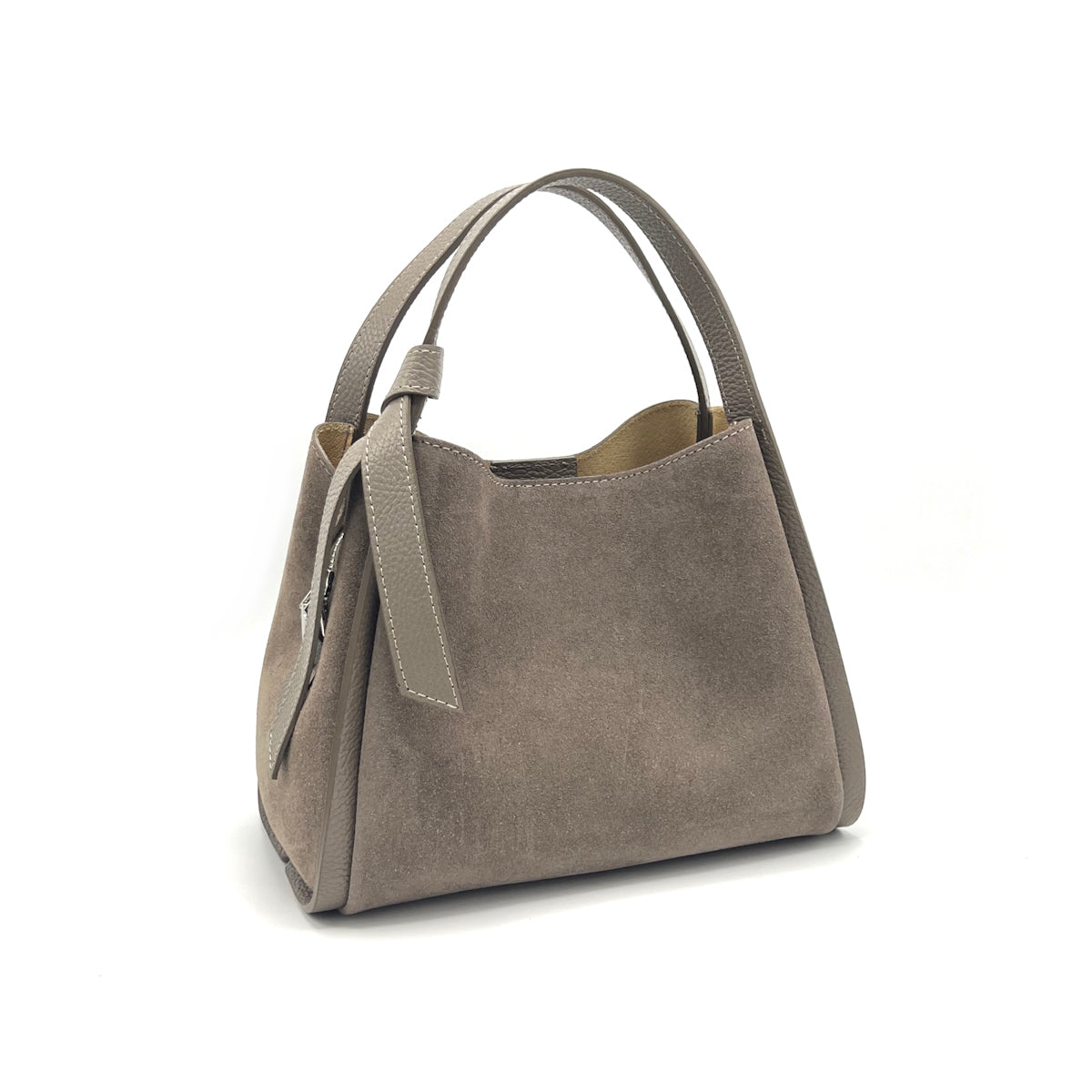 Borsa a mano in pelle scamosciata con tracolla, Made in Italy, art. 112638