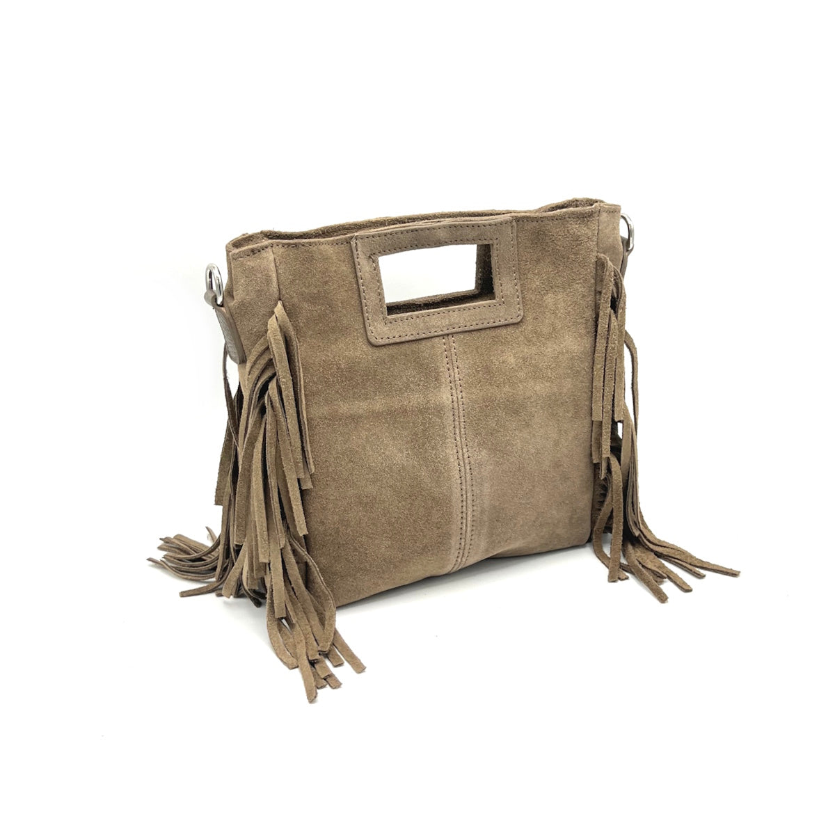Suede fringe handbag, Made in Italy, art. 112623