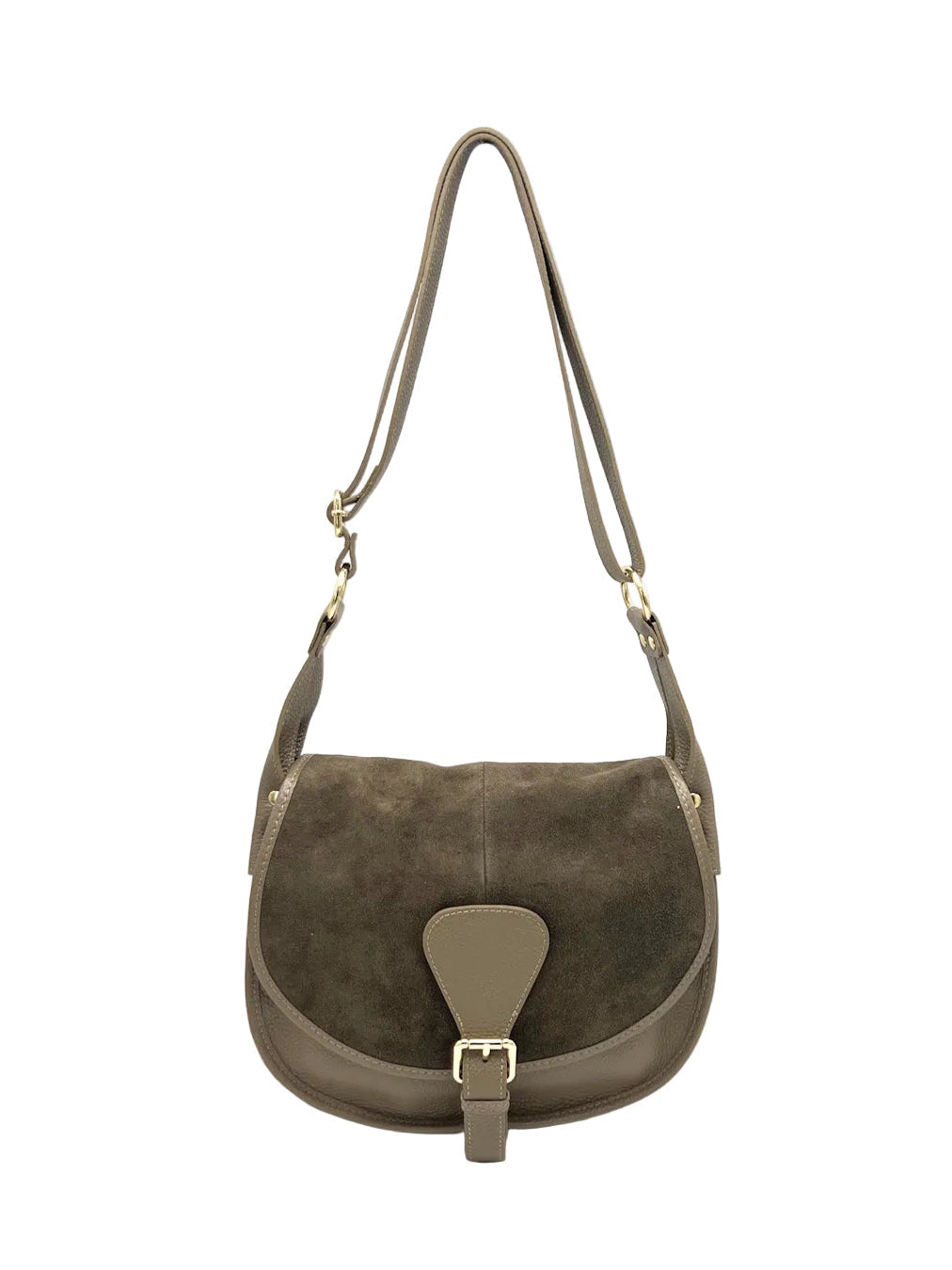 Women's Suede Leather Saddle Bag, Made in Italy, art. 112642New