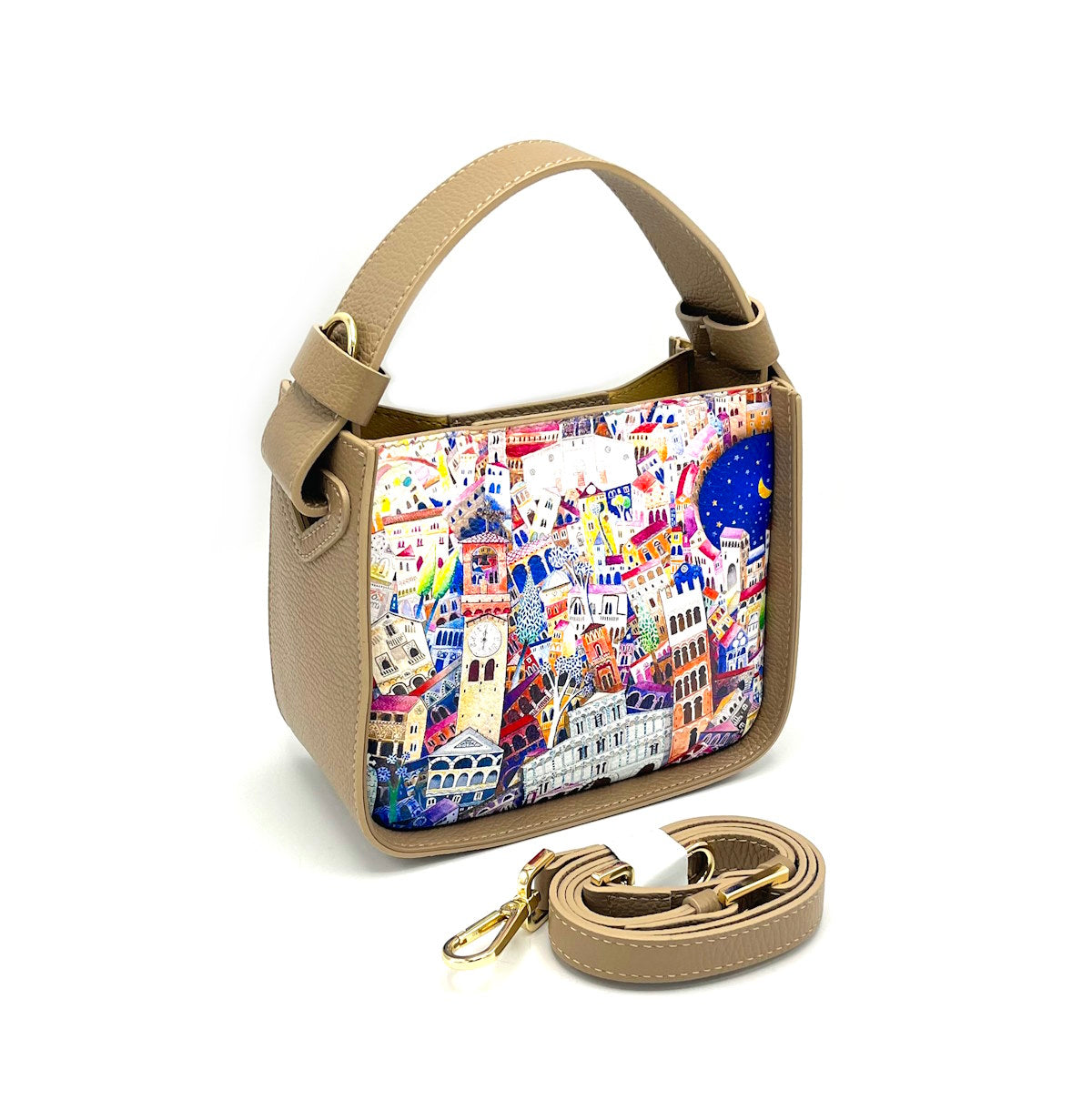 Printed genuine leather handbag, Made in Italy, art. 112482