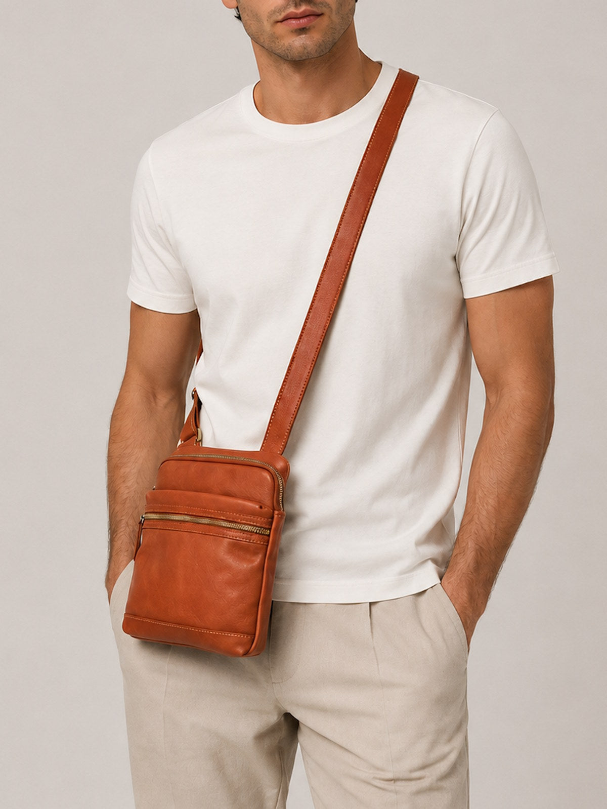 Genuine Leather shoulder bag, for men, art. VE4802