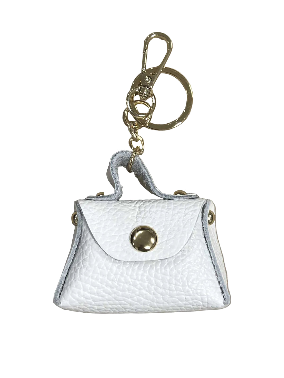 Detachable Genuine Leather Tiny Tote Coin Pouch Keychain, art. PO06