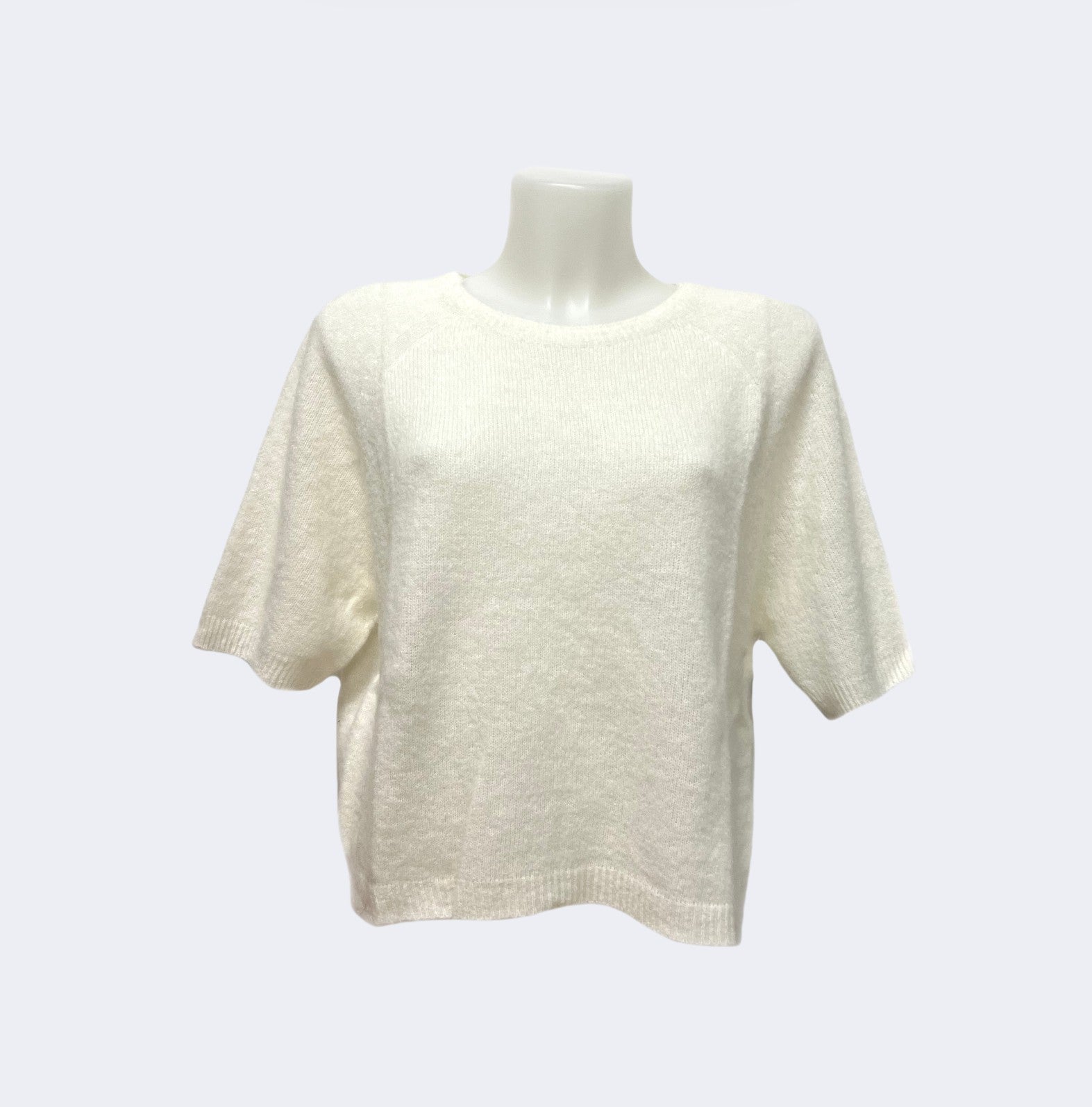 Maglione girocollo a manica corta in misto lana baby alpaca, art. 17448