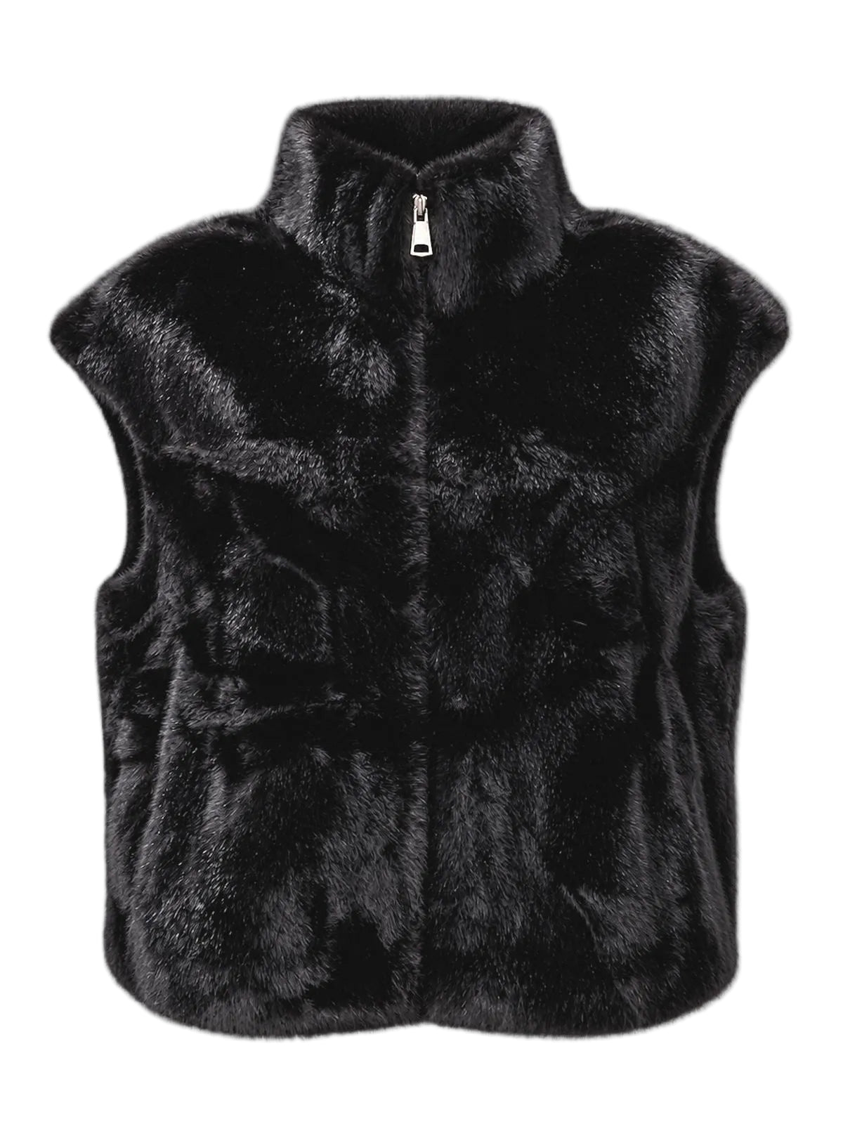 Plush Faux Fur High-Neck Zip-Up Vest, Fall/Winter, Art. XY-02.532