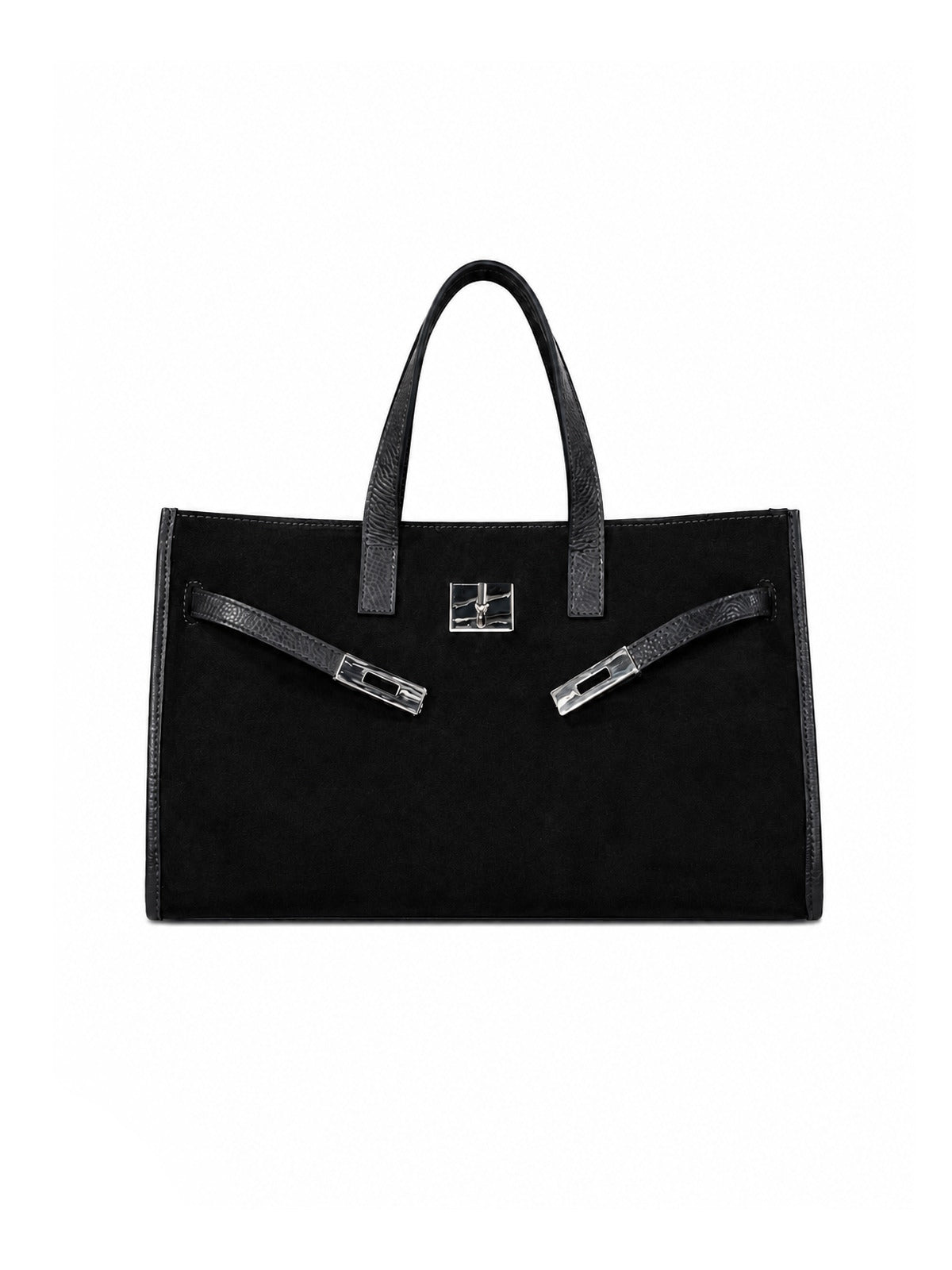 Suede and Genuine Leather Handbag with Crossbody Strap,  Made in Italy, art. 112782