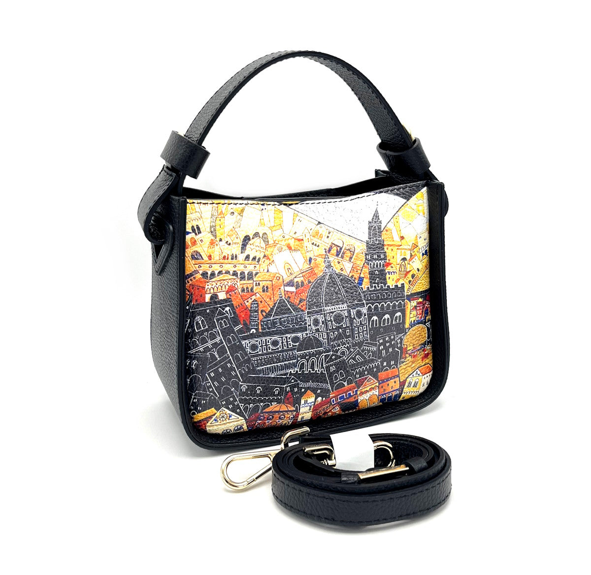Printed genuine leather handbag, Made in Italy, art. 112482