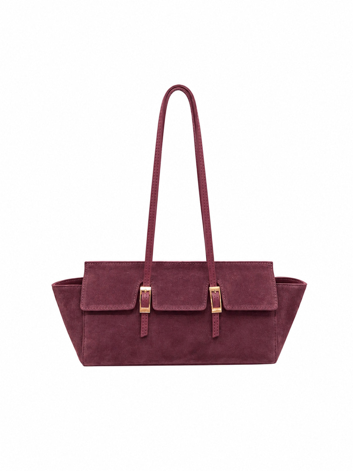 Women's Suede East-West Tote Bag with Double Buckle Detail, Made in Italy, art. 112794
