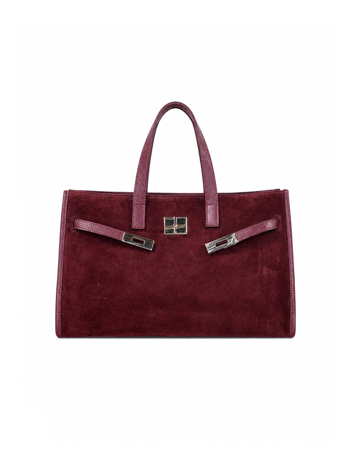 Suede and Genuine Leather Handbag with Crossbody Strap,  Made in Italy, art. 112782