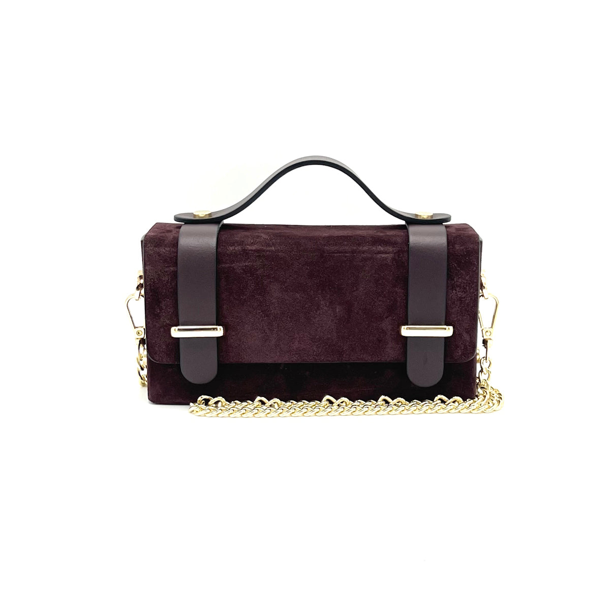 Suede leather mini clutch bag with chain, Made in Italy, art. 112629