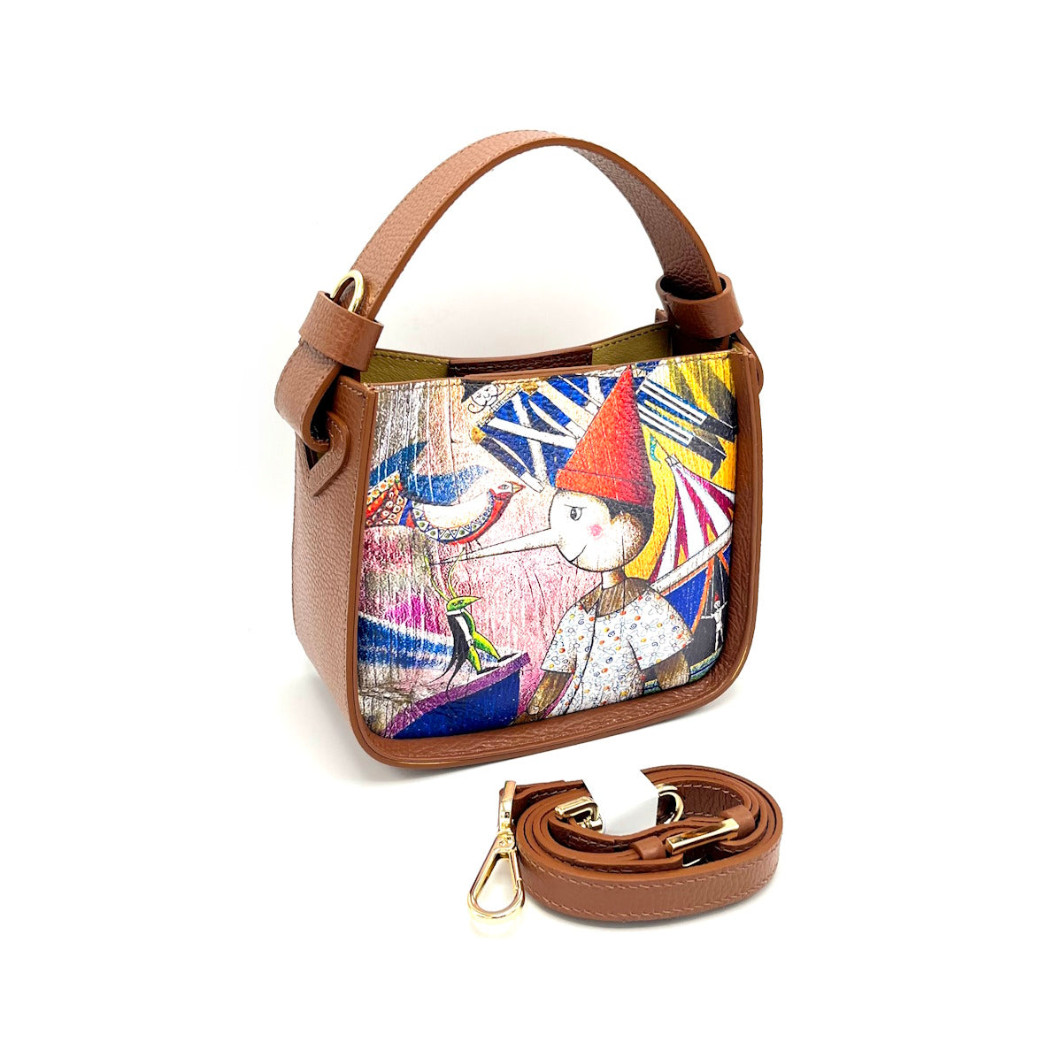 Printed genuine leather handbag, Made in Italy, art. 112482