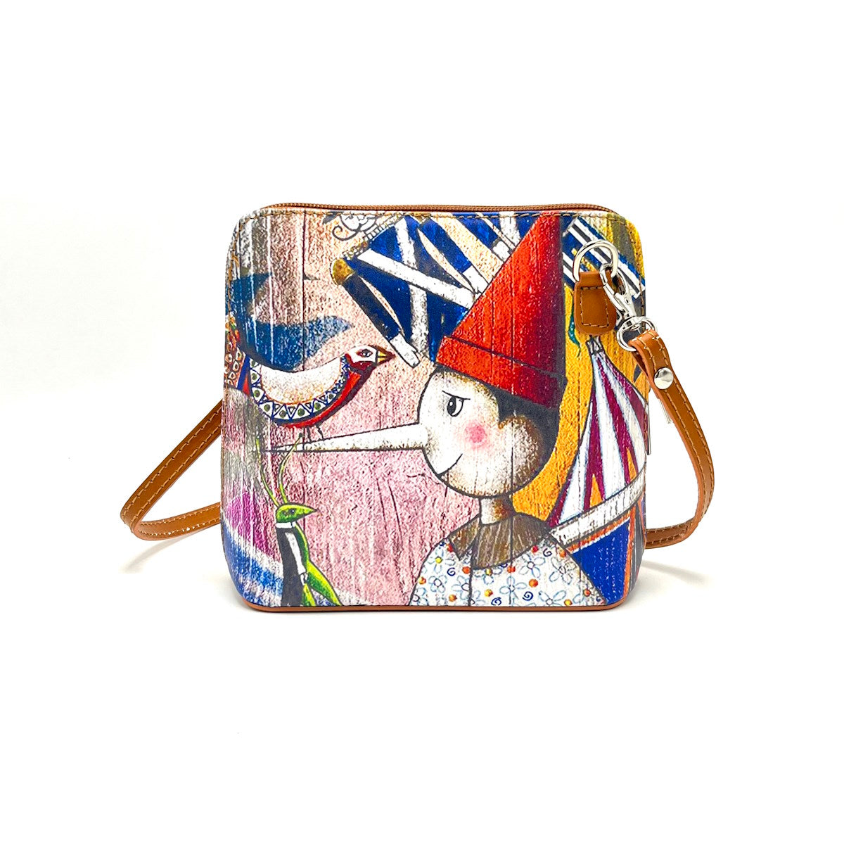 Printed genuine leather handbag, Made in Italy, art. 112493