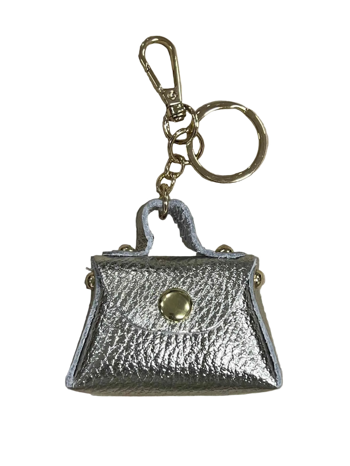 Detachable Genuine Leather Tiny Tote Coin Pouch Keychain, art. PO06