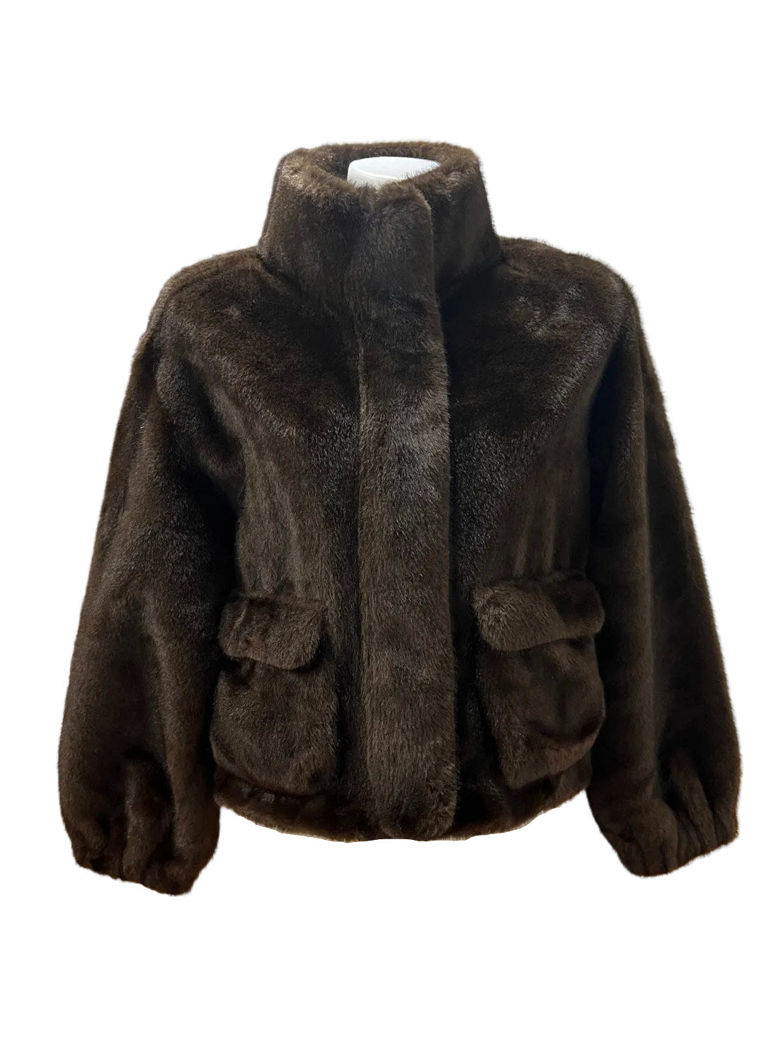 Plush Faux Fur High-Neck Zip-Up Jacket, Fall/Winter, Art. XY-18.532