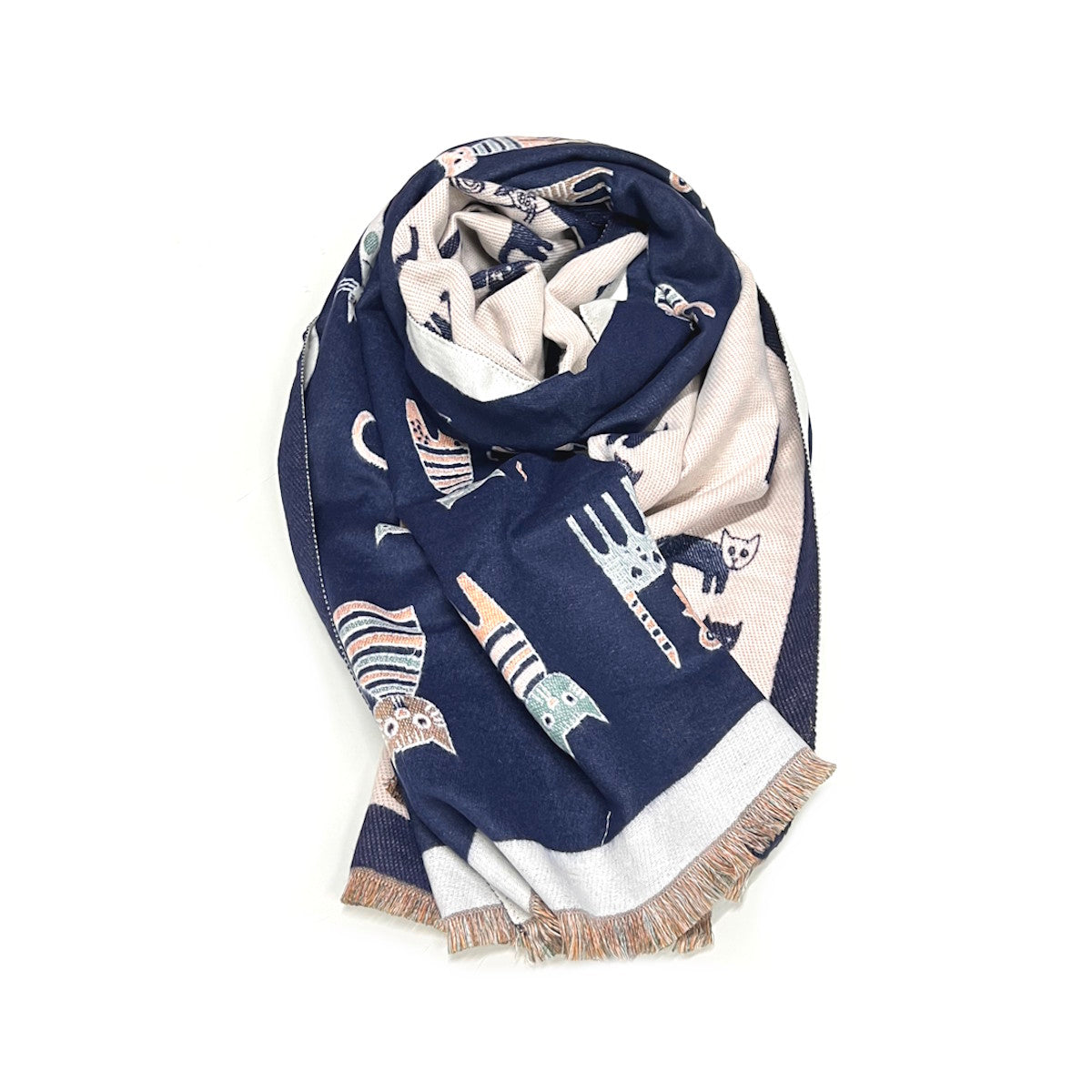 Christmas Gift | Soft Winter Scarf with Cute Cat Pattern & Cashmere-Like Feel, art. 253007