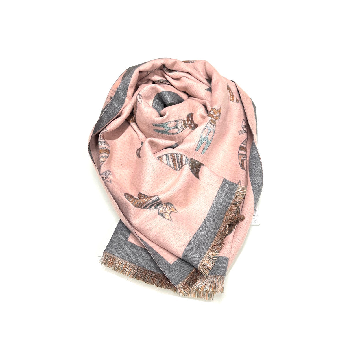 Christmas Gift | Soft Winter Scarf with Cute Cat Pattern & Cashmere-Like Feel, art. 253007