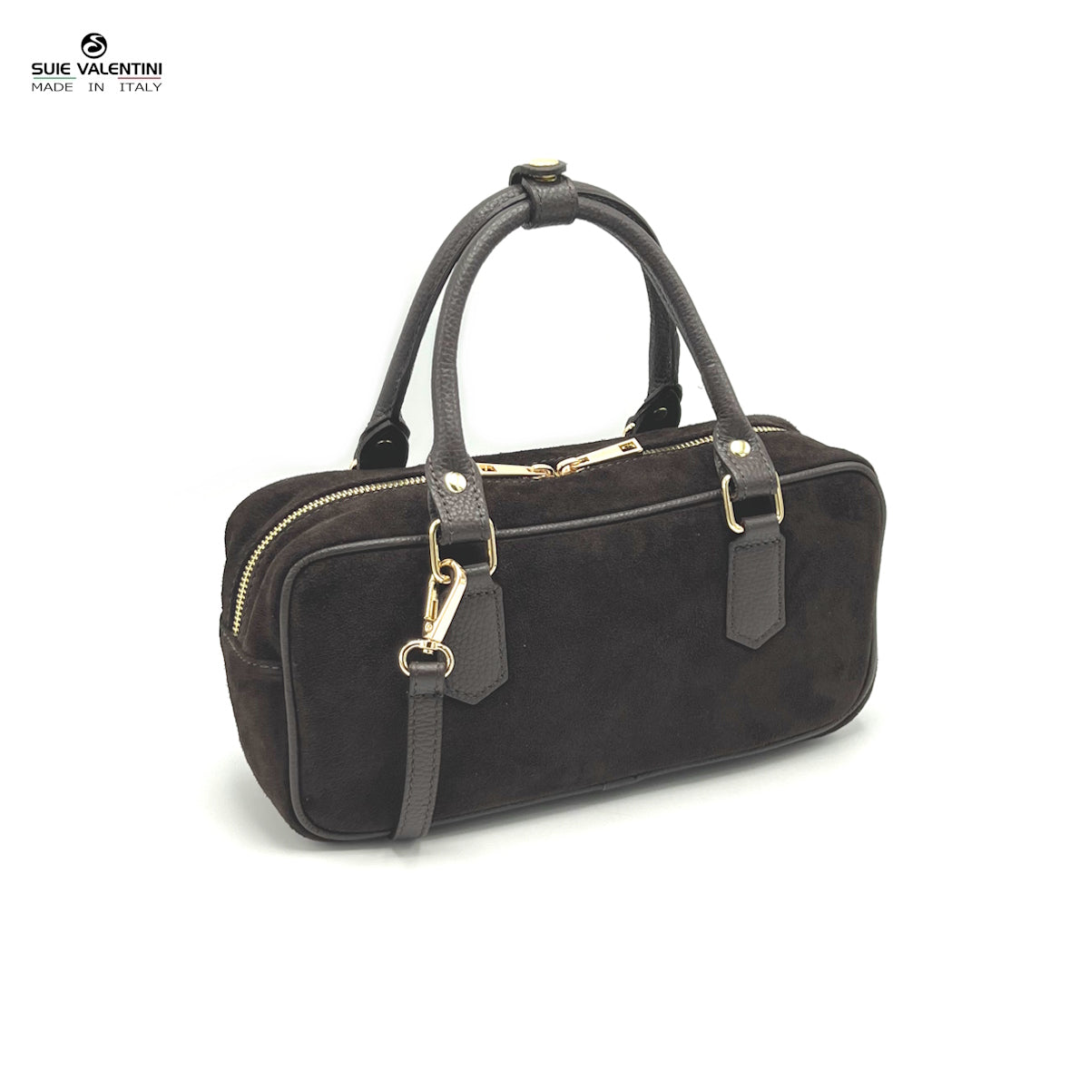 Collezione Primavera, Borsa a tracolla in pelle scamosciata, Made in Italy, art. 112583
