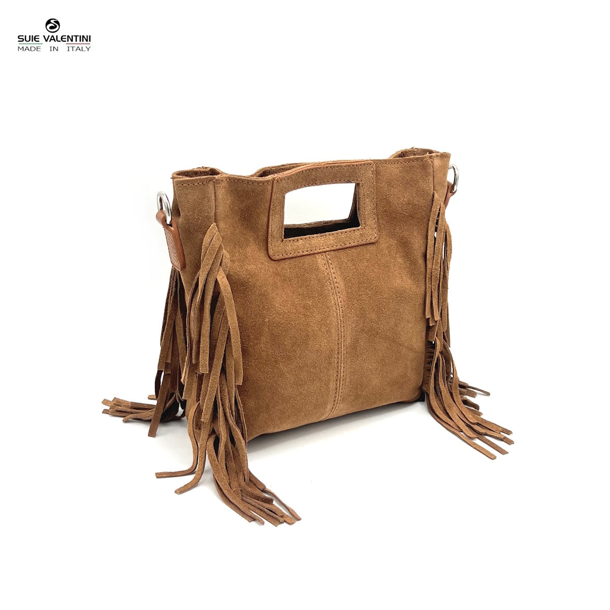 Suede fringe handbag, Made in Italy, art. 112623