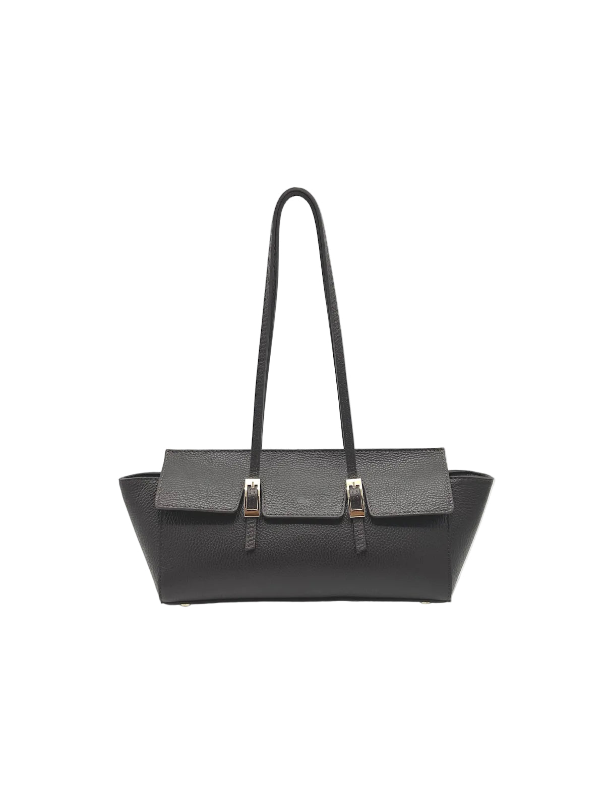 Women's Genuine Leather East-West Tote Bag with Double Buckle Detail, Made in Italy, art. 112791