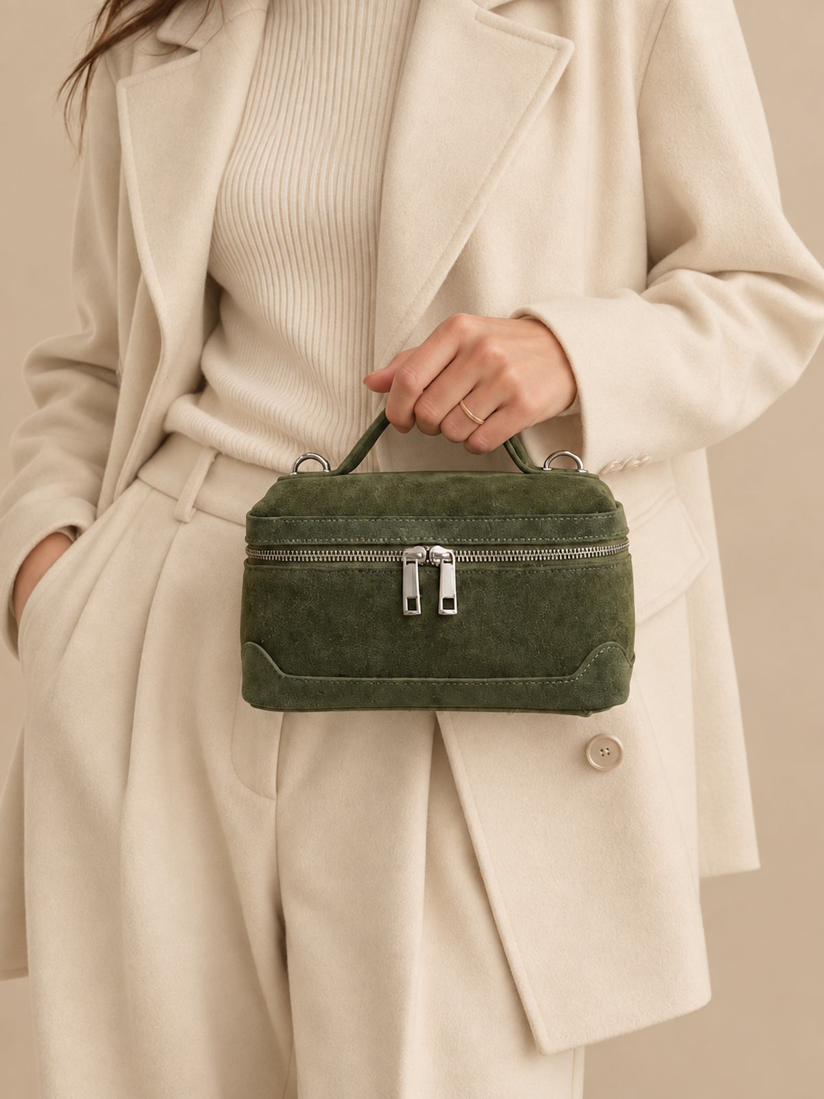 Suede Top Handle Crossbody Bag, Made in Italy, art. 112785