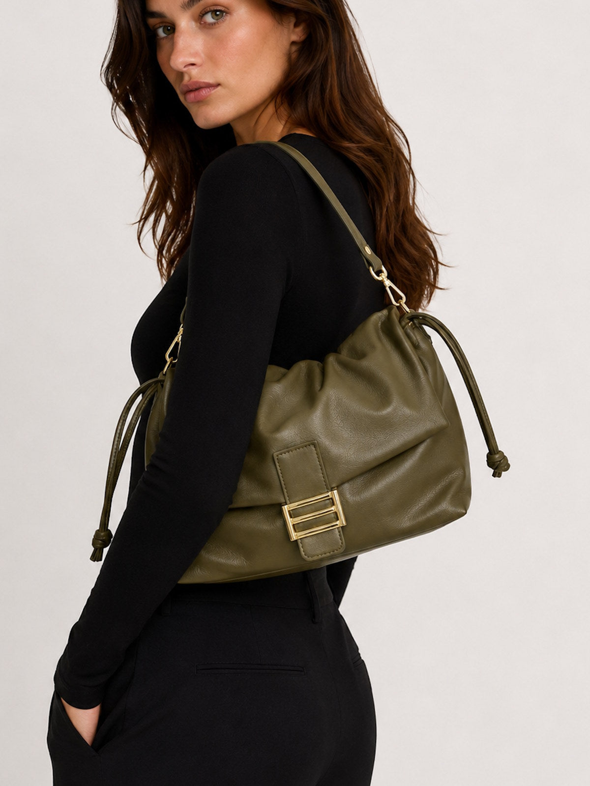 Genuine Leather Shoulder Bag with 2 straps, Made in Italy, art. 112779