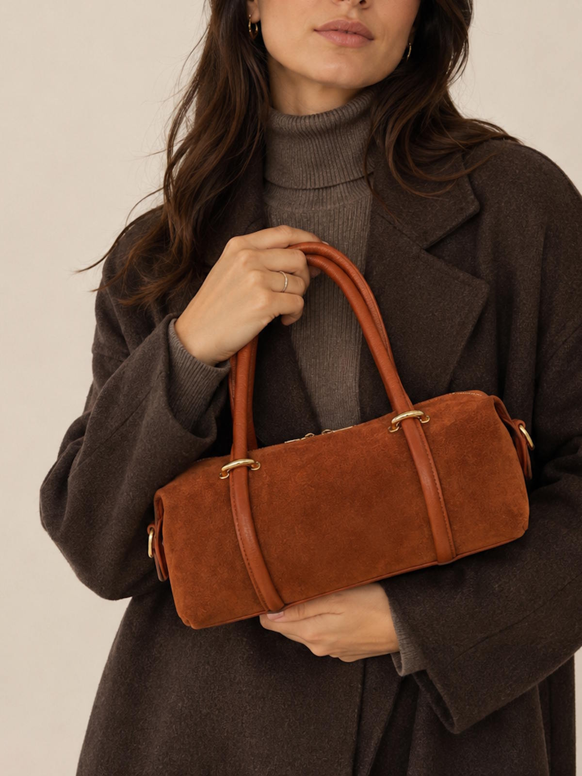 Suede Small Barrel Bag Crossbody Bag, Made in Italy, art. 112786