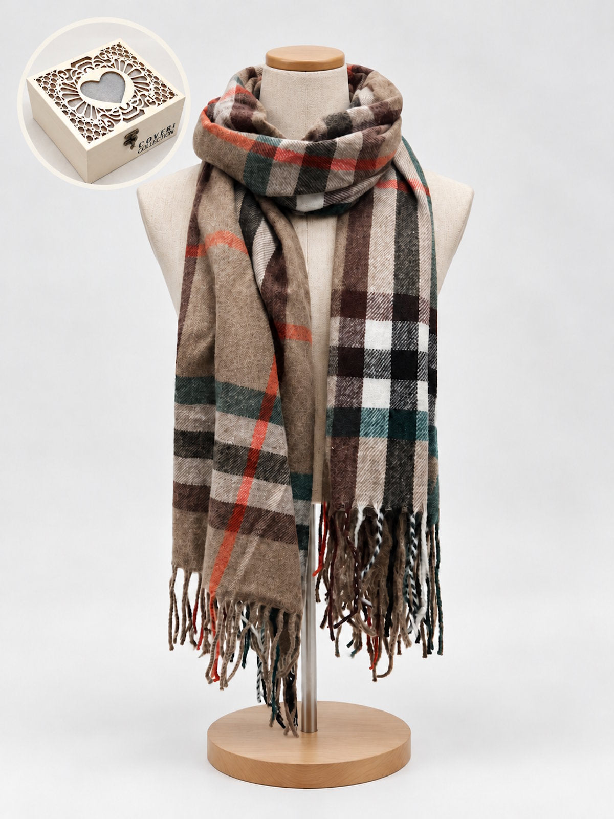 Christmas Gift for Her | Soft Winter Scarf with Cashmere-Like Softness | Wooden Gift Box, art. 262121
