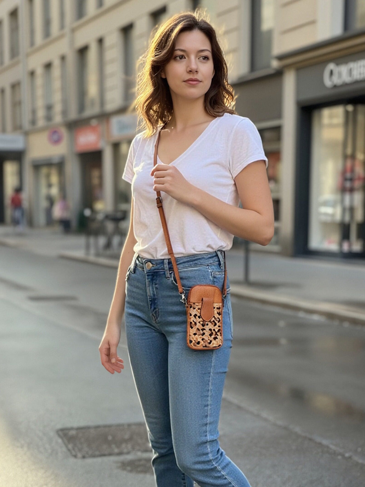 Washed Leather and Calf Hair Crossbody Bag, art. LE054