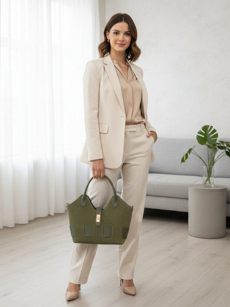 Suede leather handbag with crossbody strap, Made in Italy, art. 112683