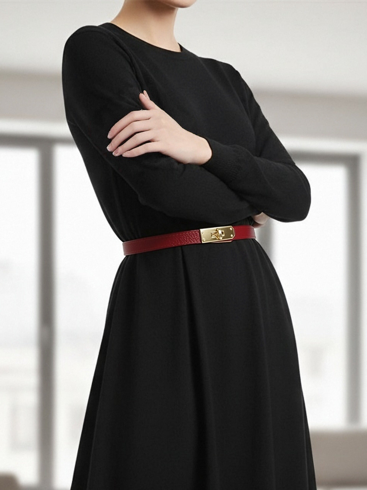 Women’s Adjustable Genuine Leather Dress Belt, Made in Italy, art. CIN01