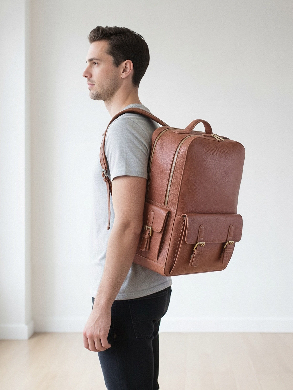 Geniune leather backpack, Large, art. 4819