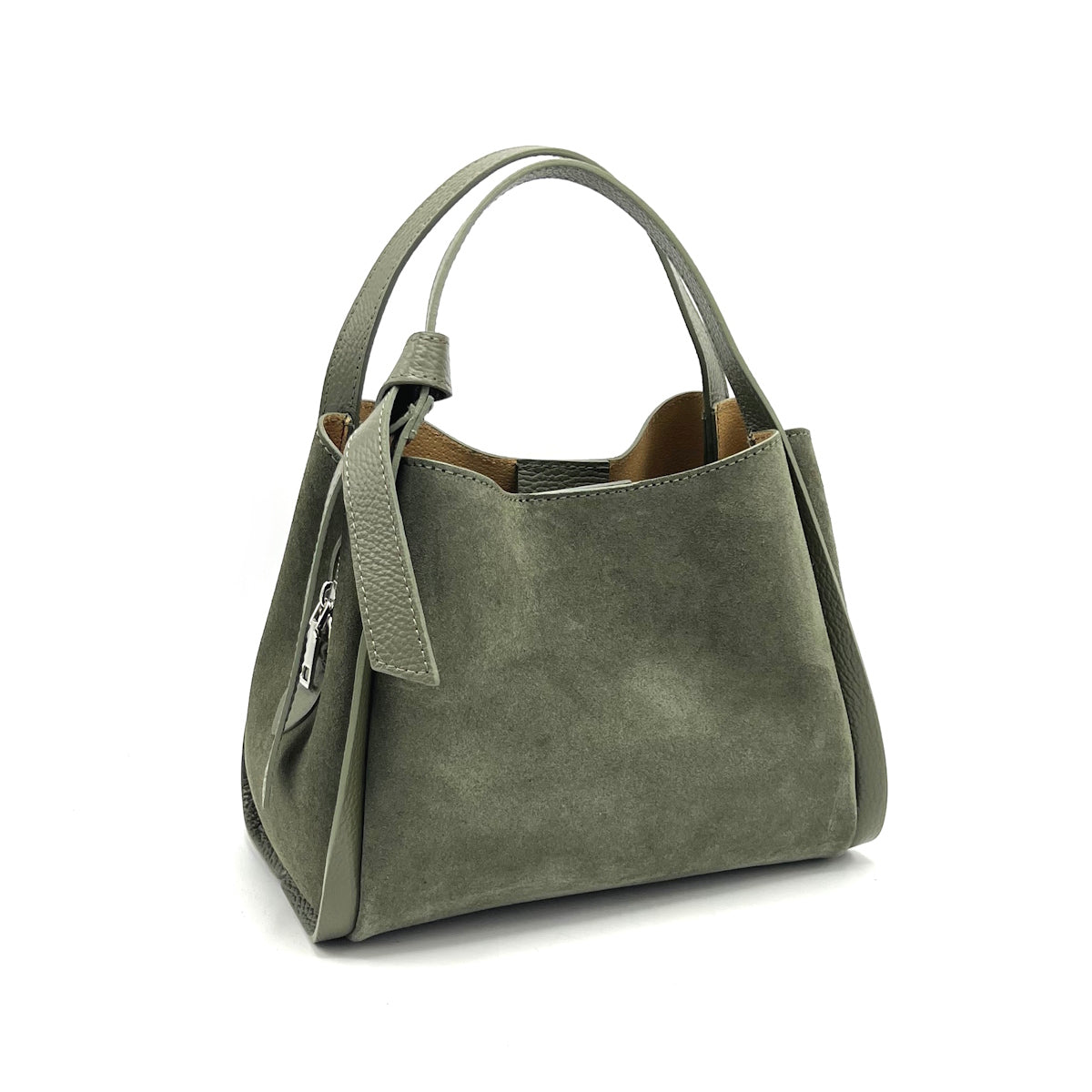 Suede leather handbag with crossbody strap, Made in Italy, art. 112638