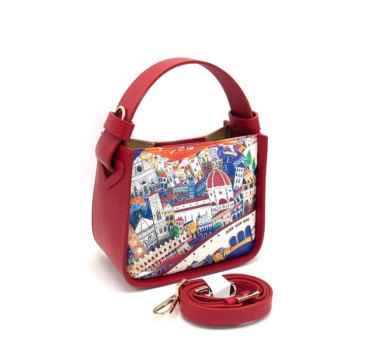 Printed genuine leather handbag, Made in Italy, art. 112482