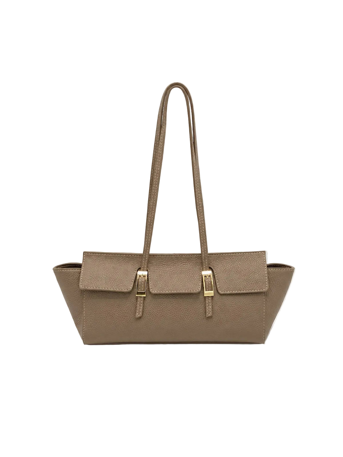 Women's Genuine Leather East-West Tote Bag with Double Buckle Detail, Made in Italy, art. 112791