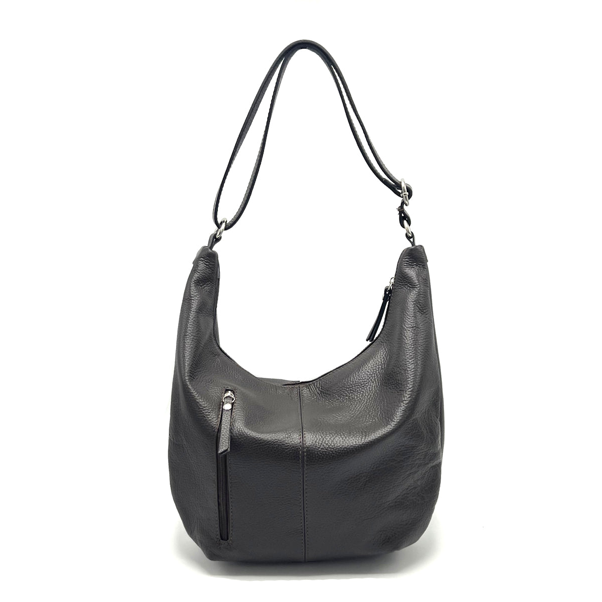Genuine leather hobo bag, Made in Italy, art. 112658