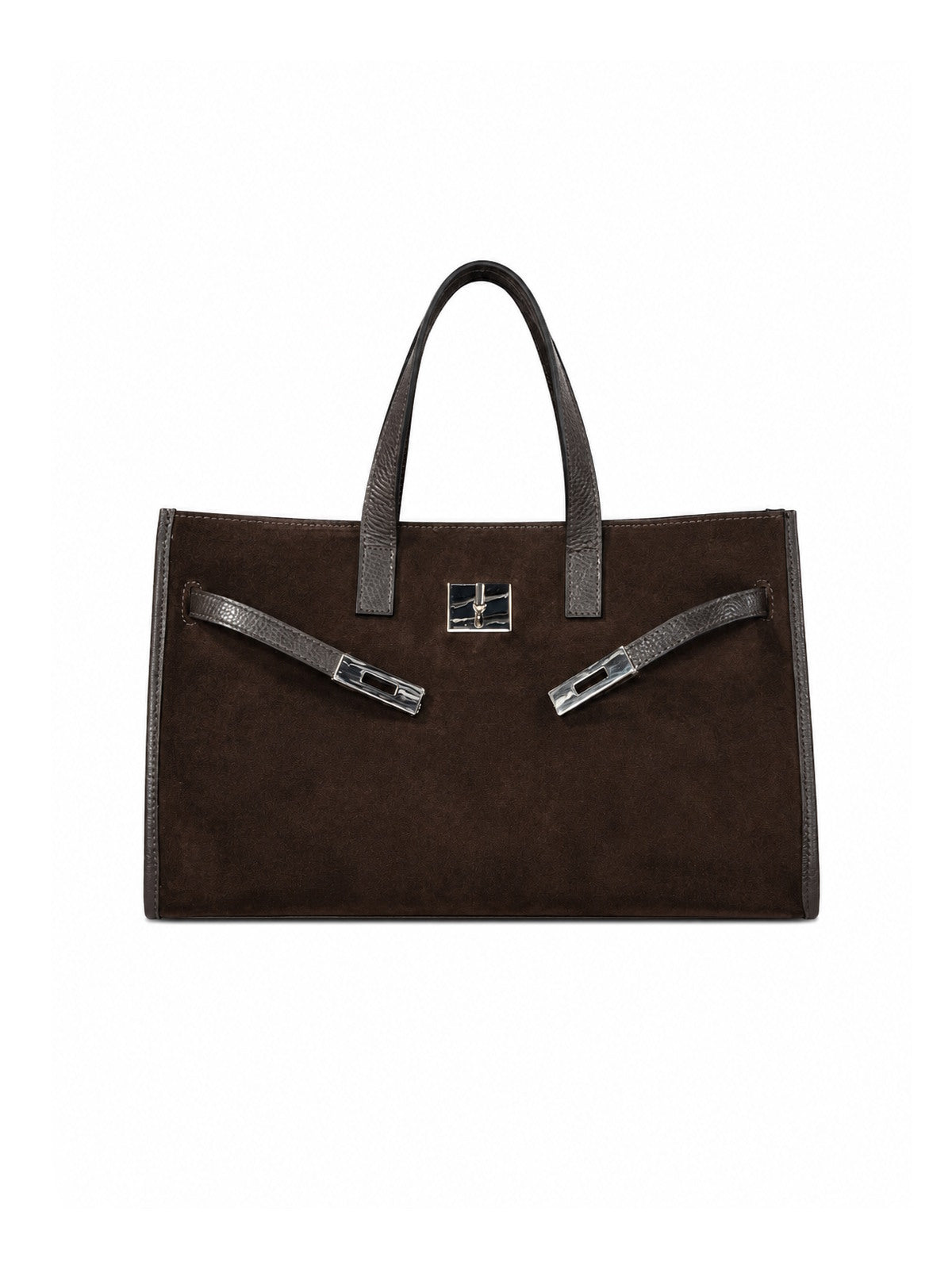 Suede and Genuine Leather Handbag with Crossbody Strap,  Made in Italy, art. 112782
