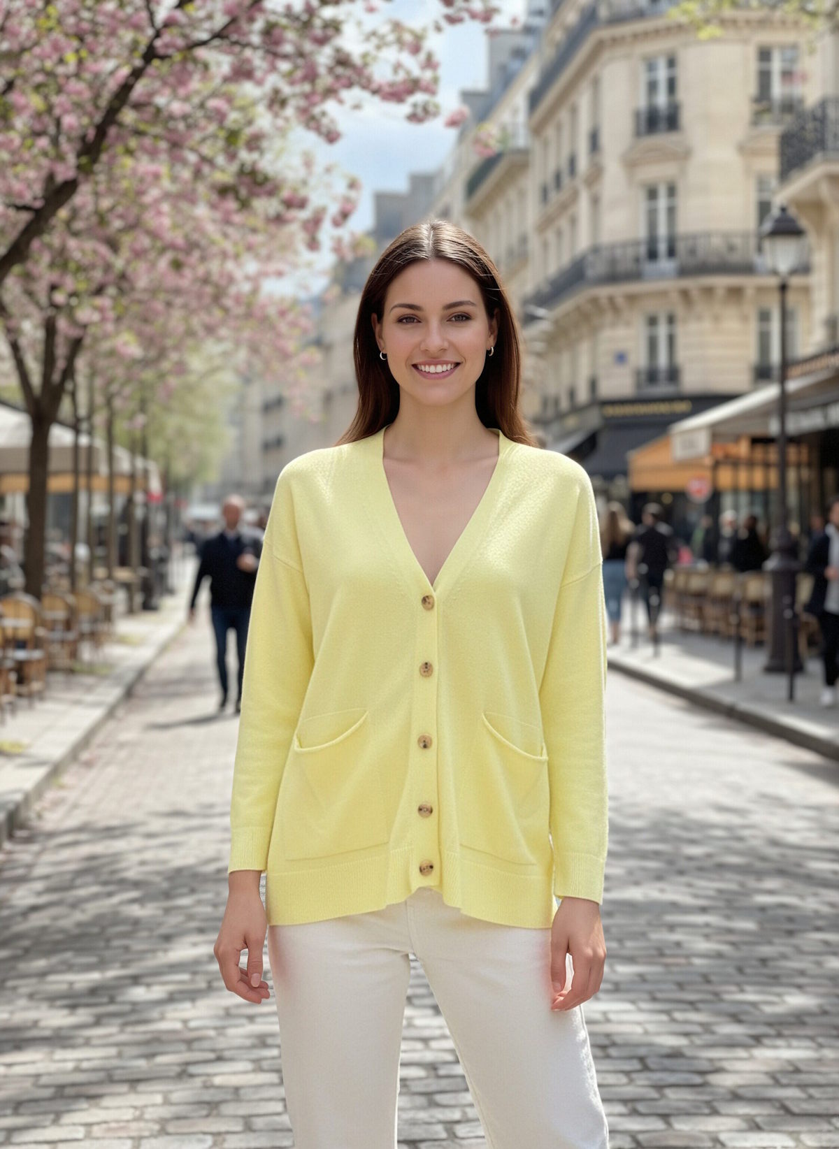 Spring/Summer, Modal Blend Relaxed Fit Cardigan with Buttons, Made in Italy, art. 12749