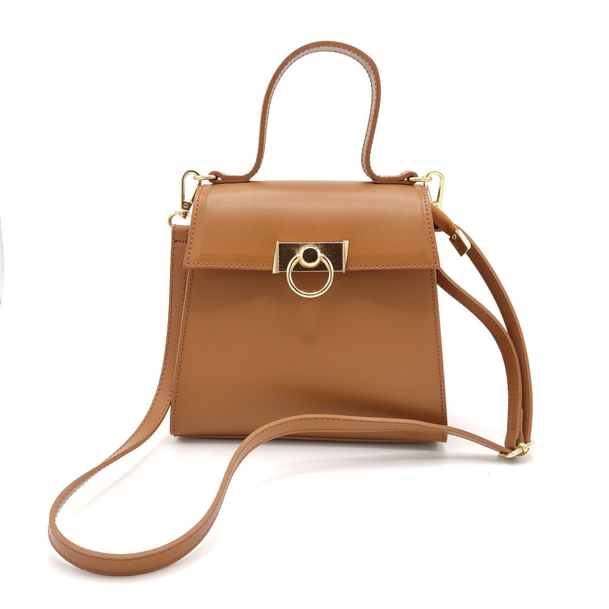 Plain genuine leather handbag art. 112387