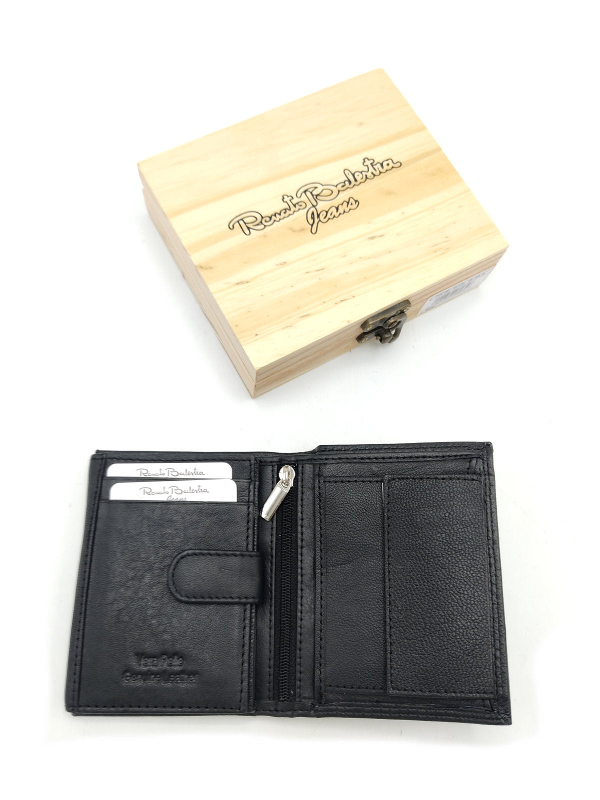 Genuine leather wallet for Men, Brand Renato Balestra Jeans, with wooden box, art. PDK160-65.425