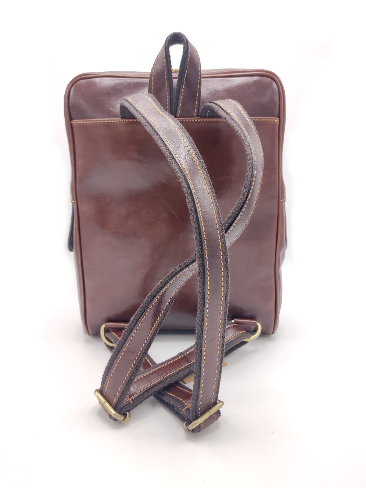Hand buffered leather backpack art. 112385
