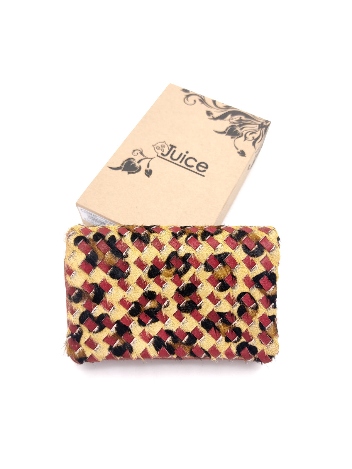 Washed leather and calf hair wallet art. LE1034.422