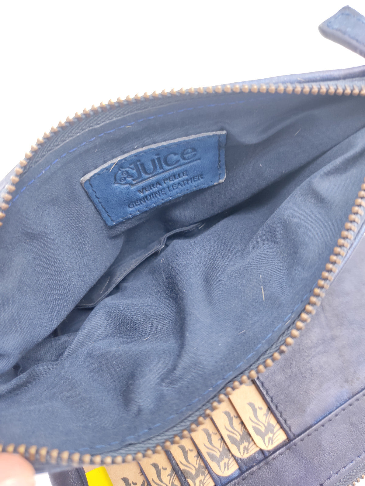 Washed leather and calf hair wallet art. LE1035.422