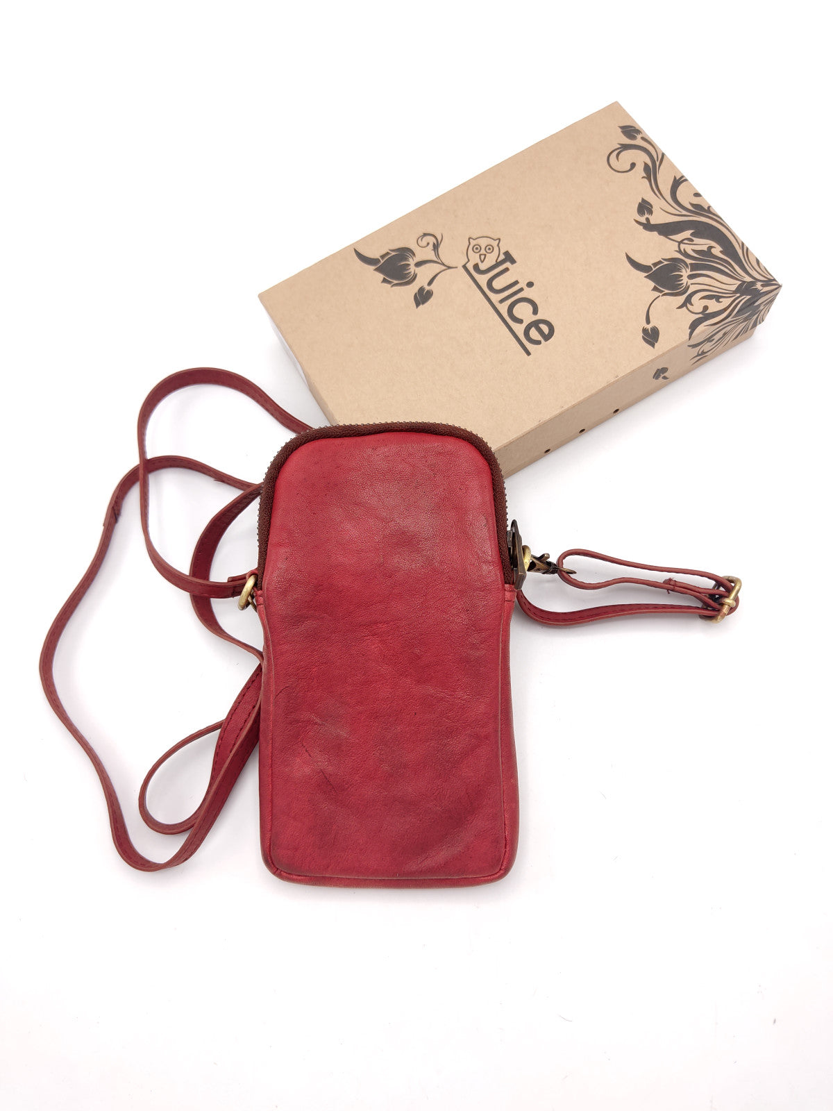 Washed leather and calf hair wallet art. LE054.422